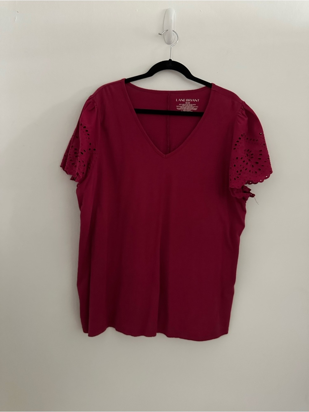Lane Bryant Dark Pink Eyelet Sleeve Top Size 18/20